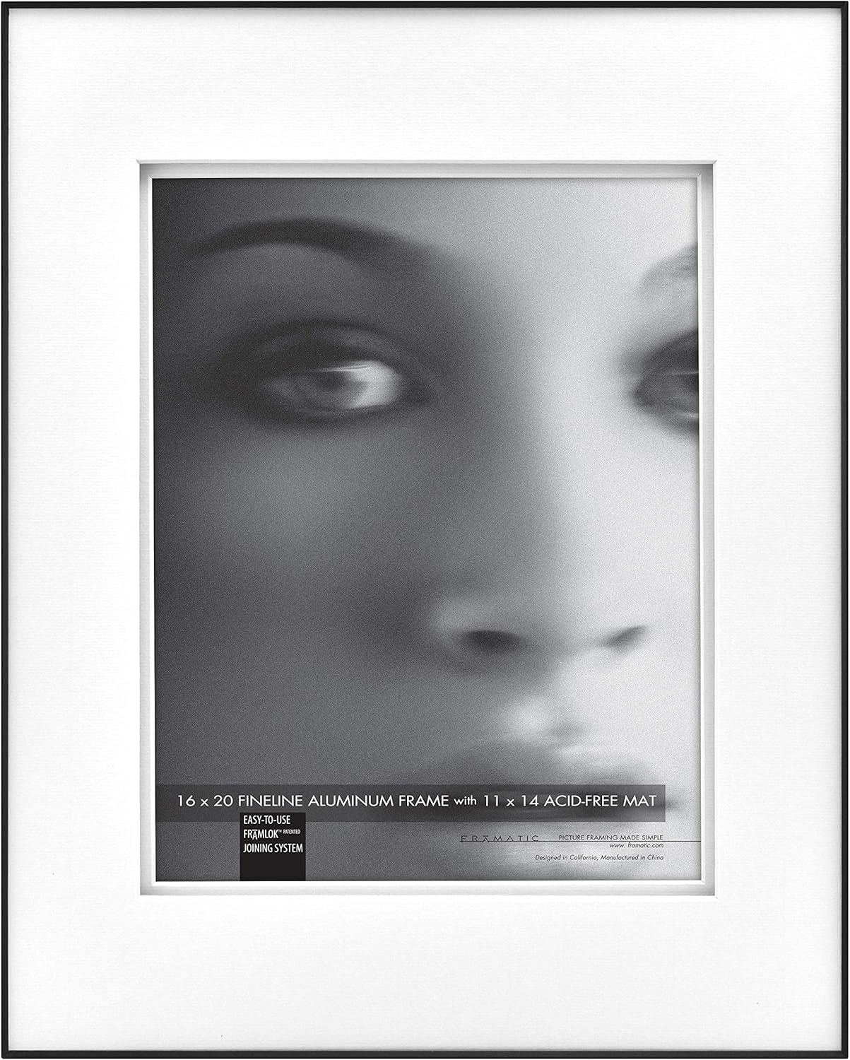 Framatics by MCS, Black Framatic Fineline 16x20 Inch Aluminum Frame with Shadow Mat for 11x14 Inch Photo, (302229), 16 x 20 11 x 14 Pack of 2