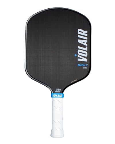 Volair Mach 2 Pickleball Paddle - New Shape - 8.125" Wide - Spin, Control and Power - Toray T700 Carbon Fiber Surface - Polypropylene Honeycomb