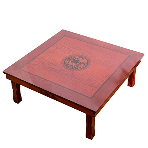 DAMEDAI Square 80X80cm Korean Floor Table Folding Legs Luxury Antique Home Furniture Table for Dining Traditional Korean Low Table (Red Brown A)