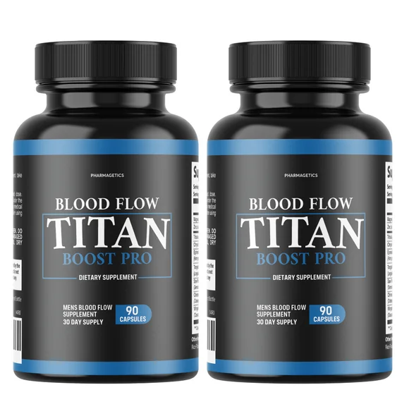 Blood Flow Titan Boost Pro Mens Blood Flow Supplement - 2 Bottles - Kansas Nuitrition - HNZSDS