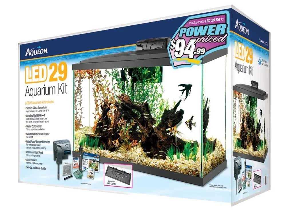 Aqueon Products - Glass 277100 29 Gal Prepriced LED Kit Black