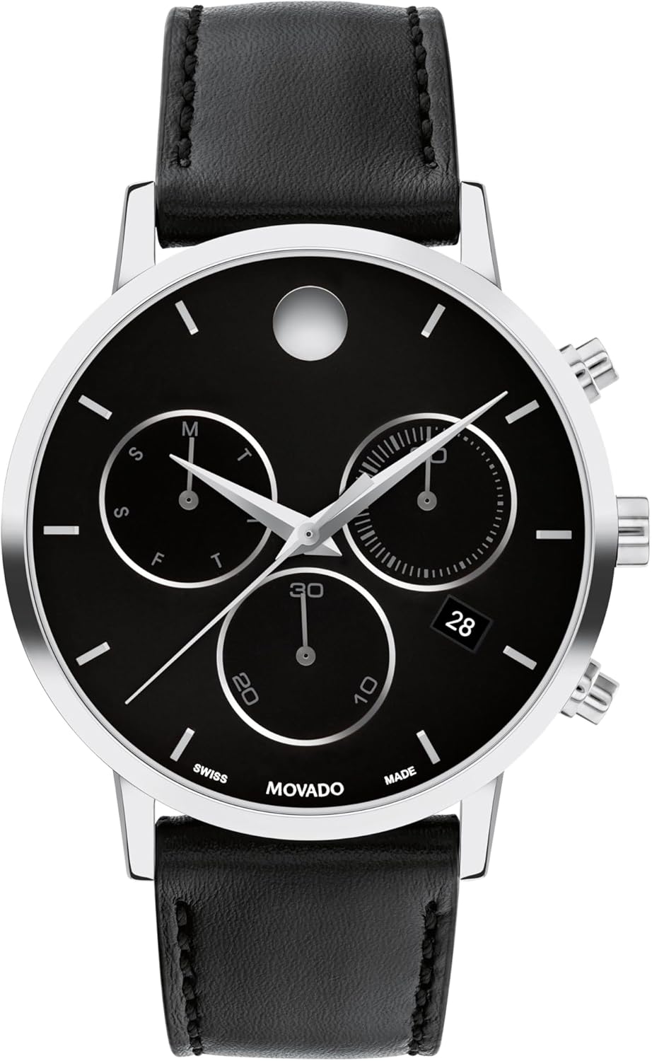 Movado Museum Classic Men's Watch - Swiss Quartz Chronograph Movement, Calfskin Strap - 3 ATM Water Resistance - Classic