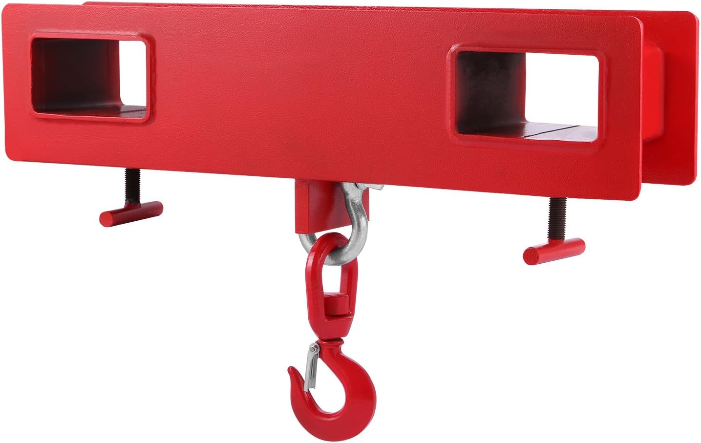 Mophorn Forklift Lifting Hook, 4400lbs Capacity Forklift Lifting Hoist, Red Forklift Mobile Crane with Swivel Hook and Two Large T-Screws