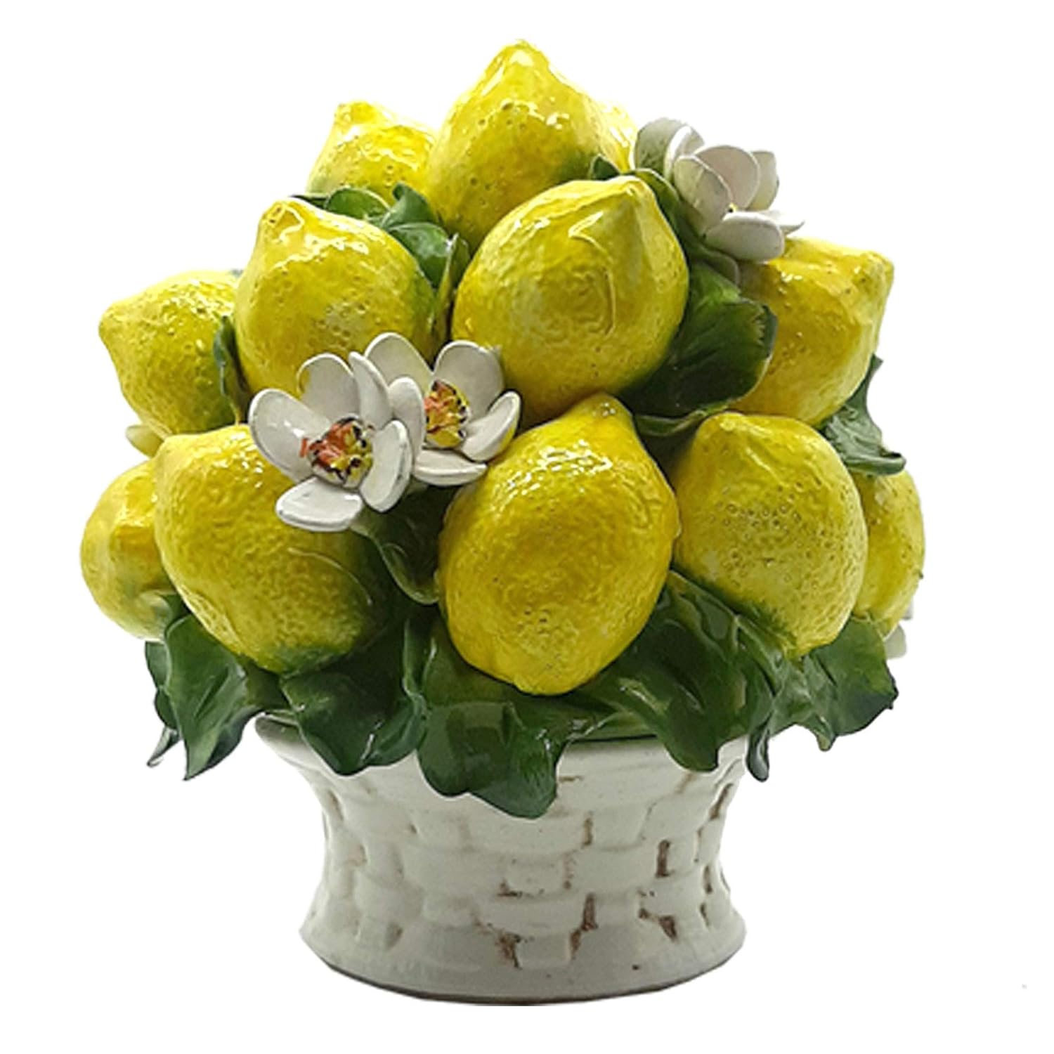 Italian Ceramic Lemons centerpieces for dining room table - 9 inches Tall Hand Made Centerpiece table decorations - Made in ITALY