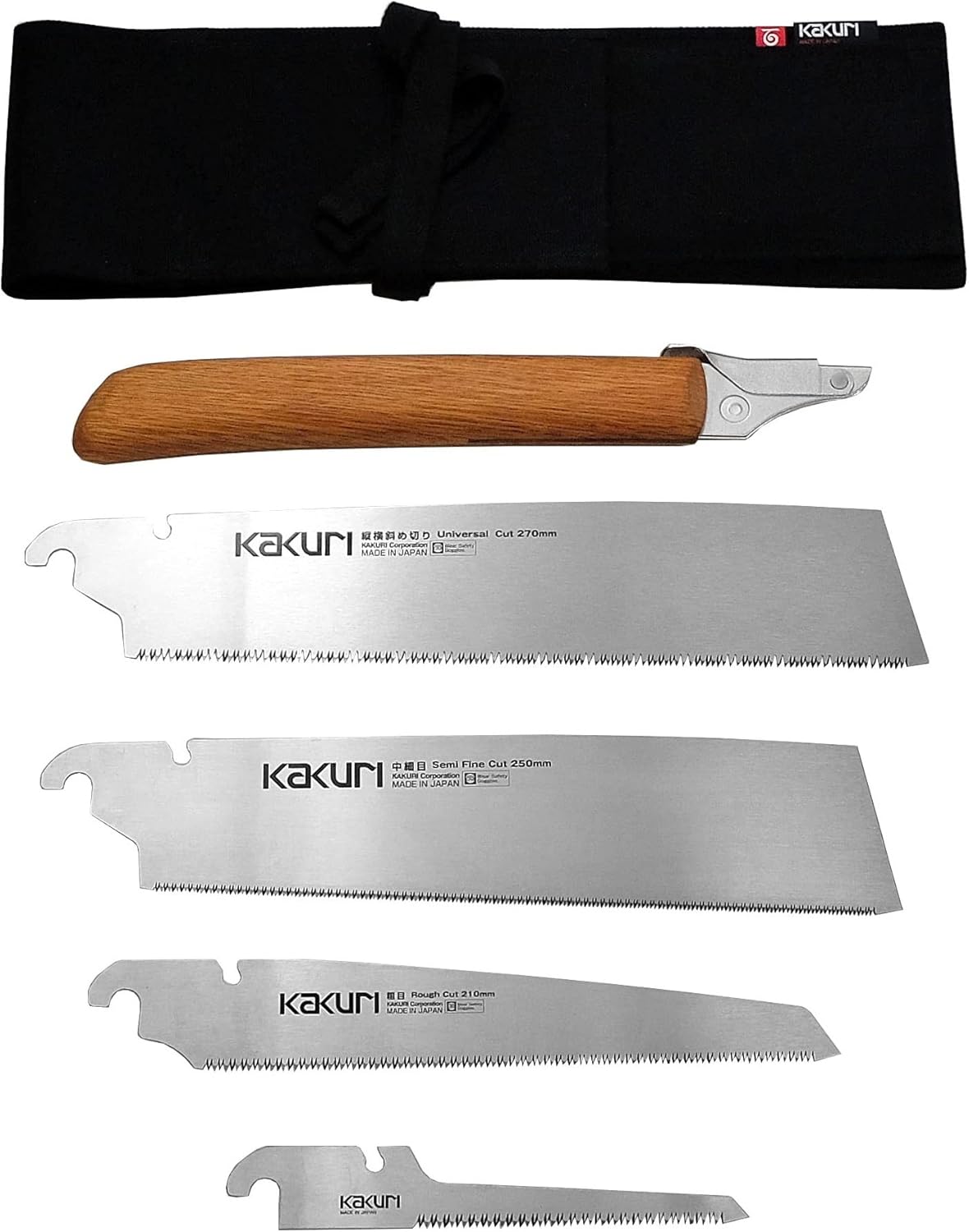 KAKURI Japanese Saw Set of 4 Saws, Standard Woodworking Japanese Hand Saw Kit (Universal 10-1/2", Semi Fine 10", Rough Cut 8-1/4"