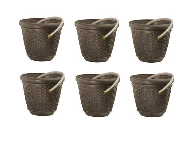 Suncast 100 Foot Resin Wicker Garden Water Hose Storage Holder Pot (6 Pack)