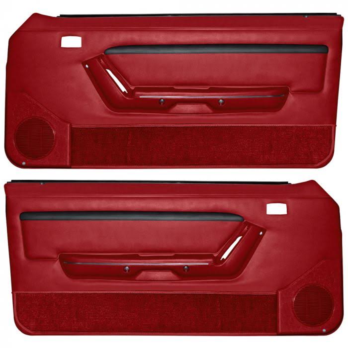 10-73007-6244-815-22S Mustang TMI Door Panel Mach 1 Style Scarlet Red with Black Stripe Pair Coupe/Hatchback 1987-1989