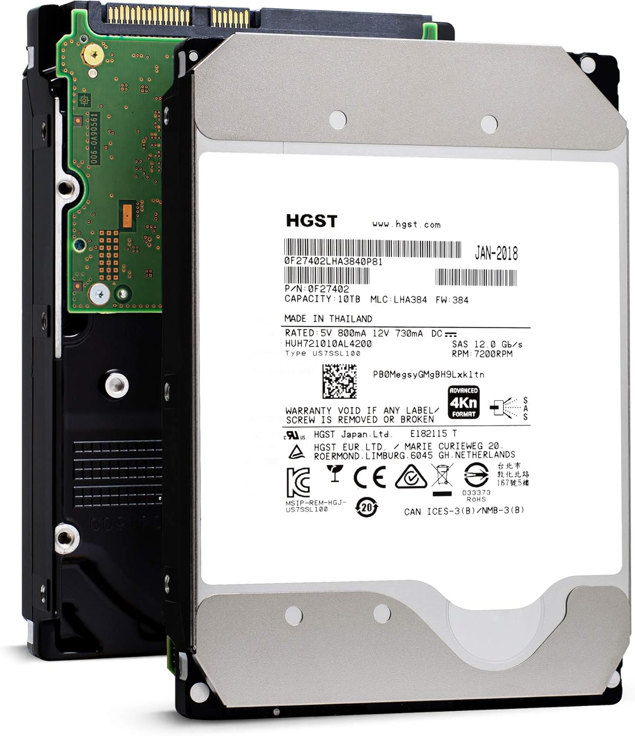 HGST Ultrastar He10 10TB 7200 RPM 4Kn SAS 12Gb/s 256MB Cache 3.5-Inch ISE Enterprise Hard Drive - HUH721010AL4200 (0F27402)