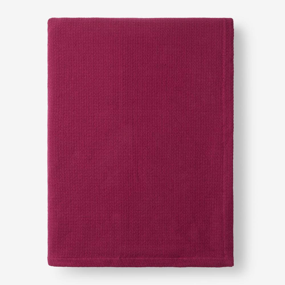The Company Store Cotton Weave Raspberry Solid King Woven Blanket