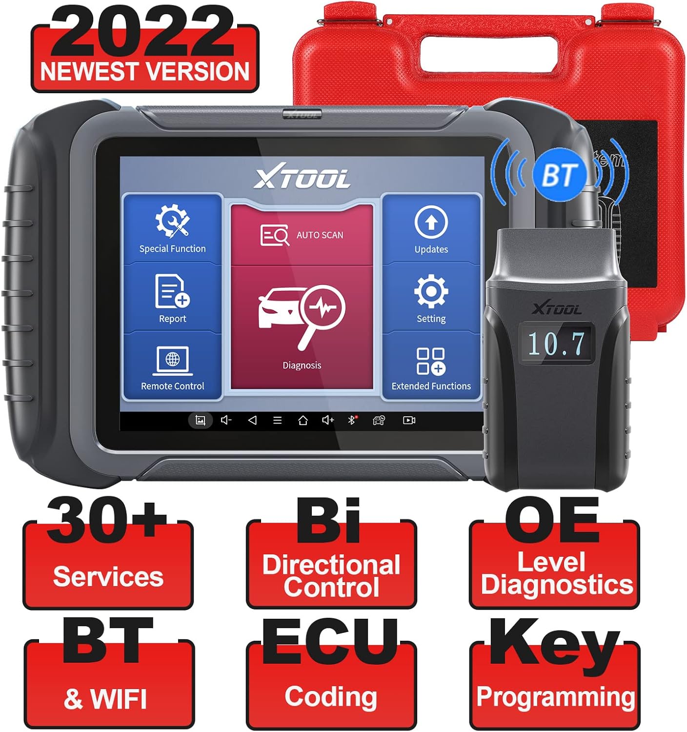 XTOOL D8BT Wireless Diagnostic Scan Tool, 2021 Newest, Bi-Directional Control, ECU Coding, Full Systems Diagnostics & 31+ Resets, Key Programming