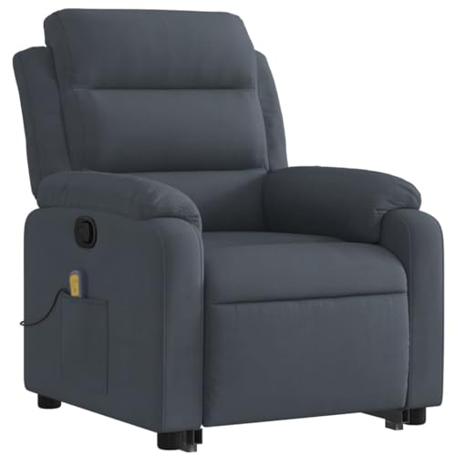 vidaXL Power Lift Massage Recliner - Dark Gray Velvet, Elderly Stand-Up Motorized Armchair with USB Vibration, Manual Tilt