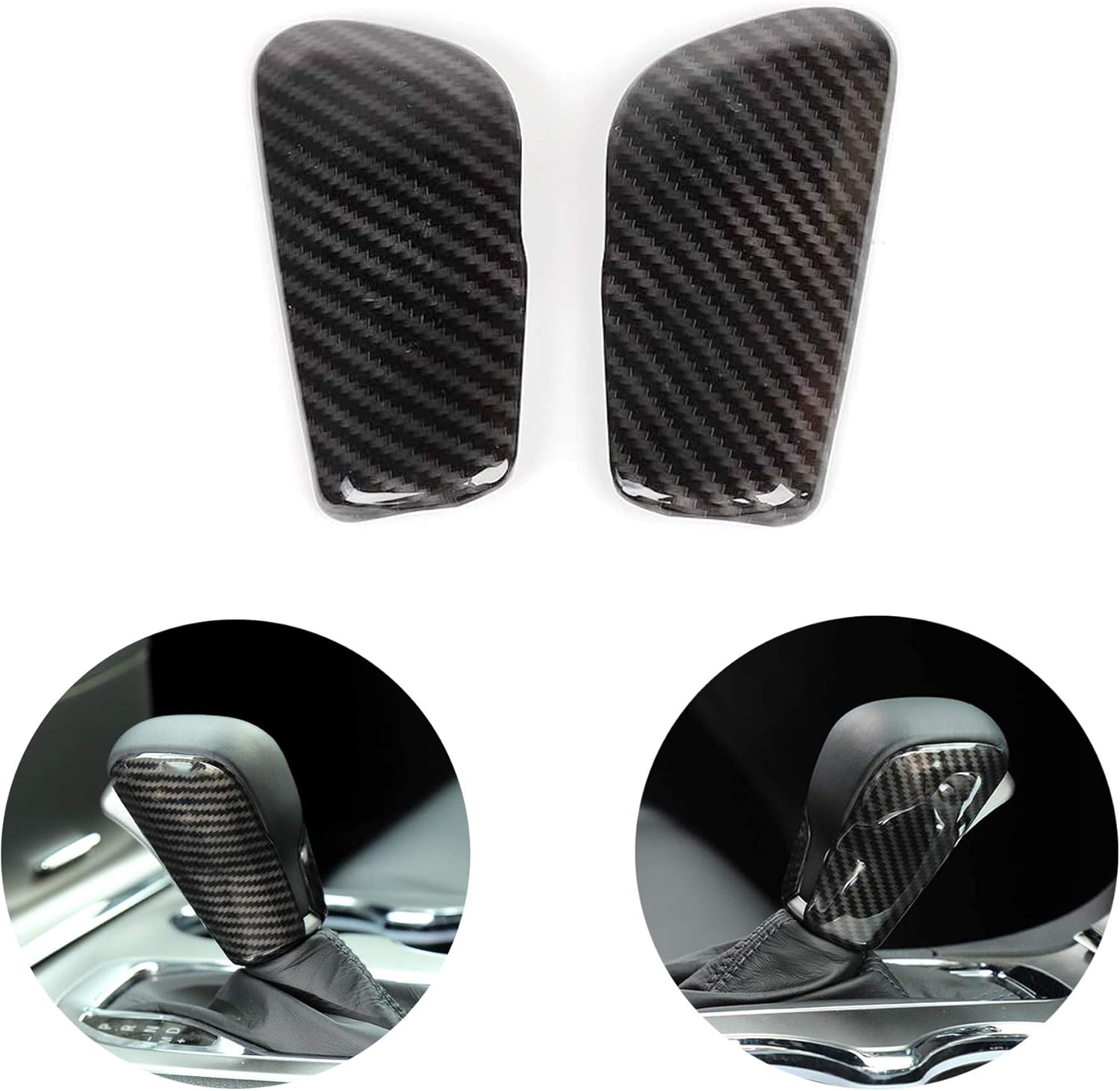 CheroCar Carbon Fiber Grain Gear Shift Knob Decoration Trim for 2017-2020 Jeep Grand Cherokee, Interior Accessories, 2 Pack