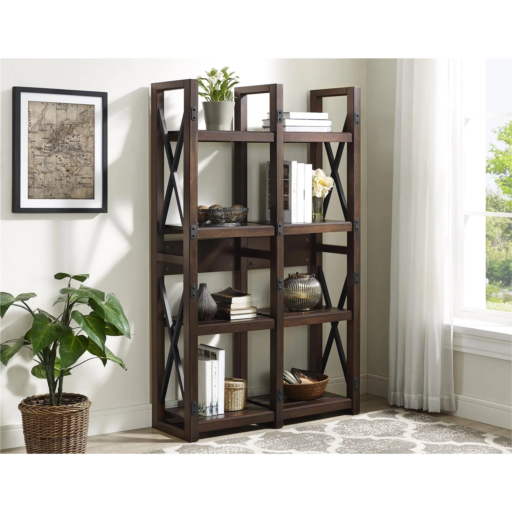 Ameriwood Home Wildwood Wood Veneer Bookcase/Room Divider, Espresso