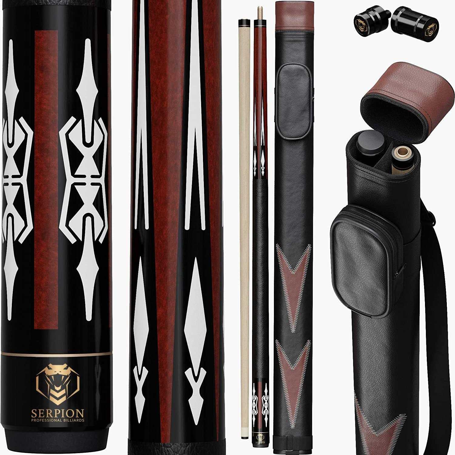 Serpion Pool Cue Stick 100% Canadian Maple Wood. Professional Billiard Pool Cue Stick with Hard Case and Joint Protectors