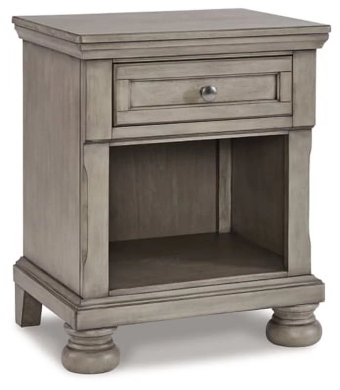 Signature Design by Ashley Lettner Modern Traditional 1 Drawer Nightstand, Light Gray