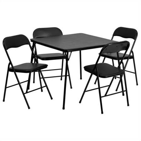 Kingfisher Lane 5 Piece Folding Card Dining Table Set in Black