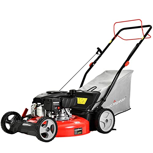 PowerSmart 21 in. Self Propelled Lawn Mower with Briggs and Stratton E550 140cc Gas Engine, 3-in-1 Mulch, Bag, Side Discharge Features