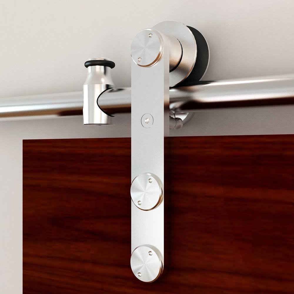 Rockler Rolling Barn Door Hardware Kit, Stainless Steel, Vertical Strap 59651