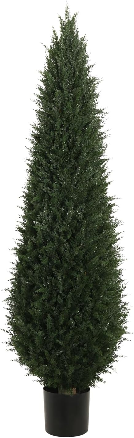6ft(72”) Artificial Cedar Topiary Tree Potted Plants UV Resistant Leaves Outdoor Artificial Shrub Home and Office Interior Decoration Outdoor Pruned