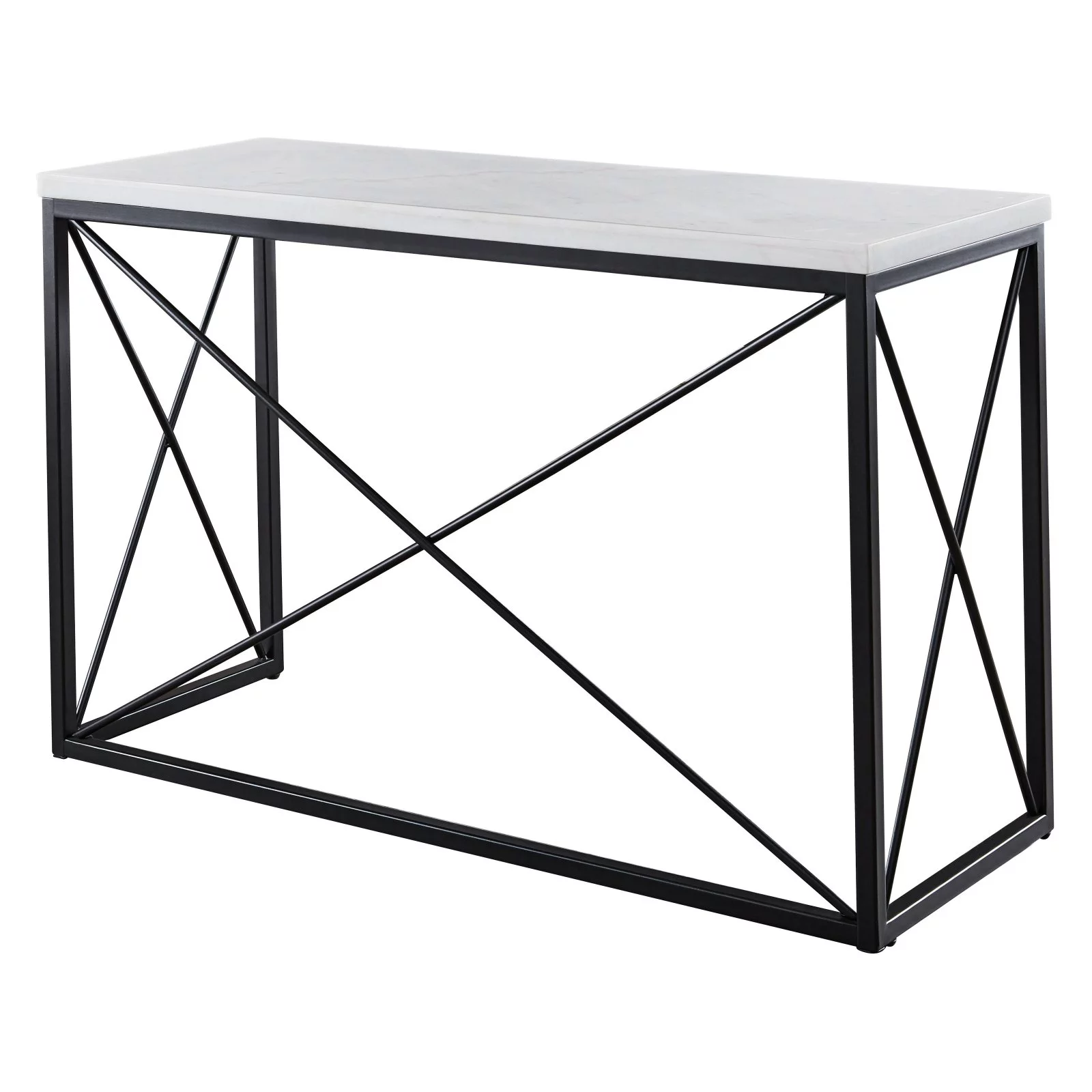 Steve Silver Skyler White Marble Top Rectangle Sofa Table