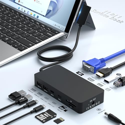 Surface Dock, Microsoft Surface Docking Station, Surface Triple Display (4K HDMI +VGA) Dock, Surface pro Accessories for Surface Pro 10/9/8/X/7/6/5/4