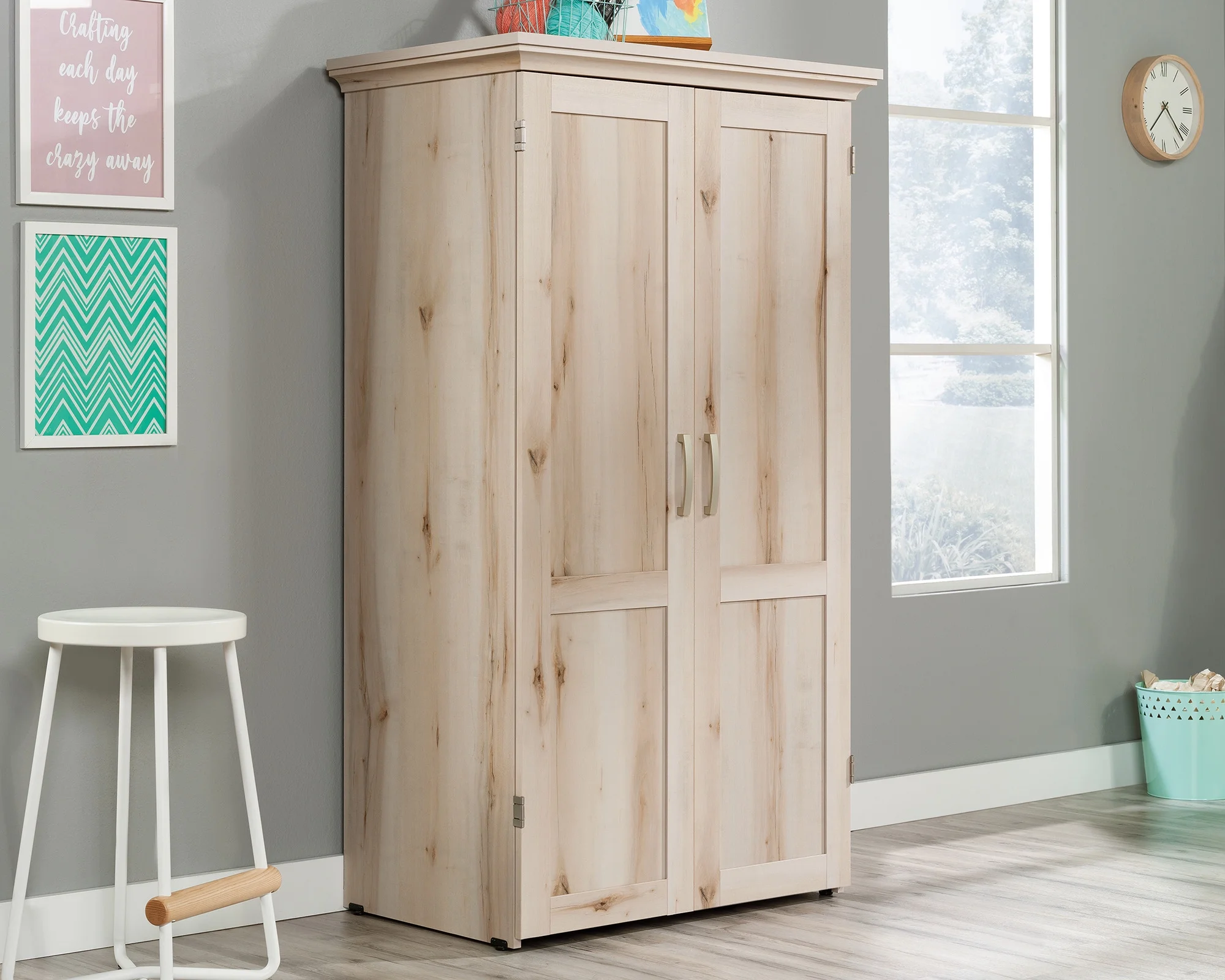 Sauder Select Craft & Sewing Armoire in Pacific Maple - Curated Treasures Market