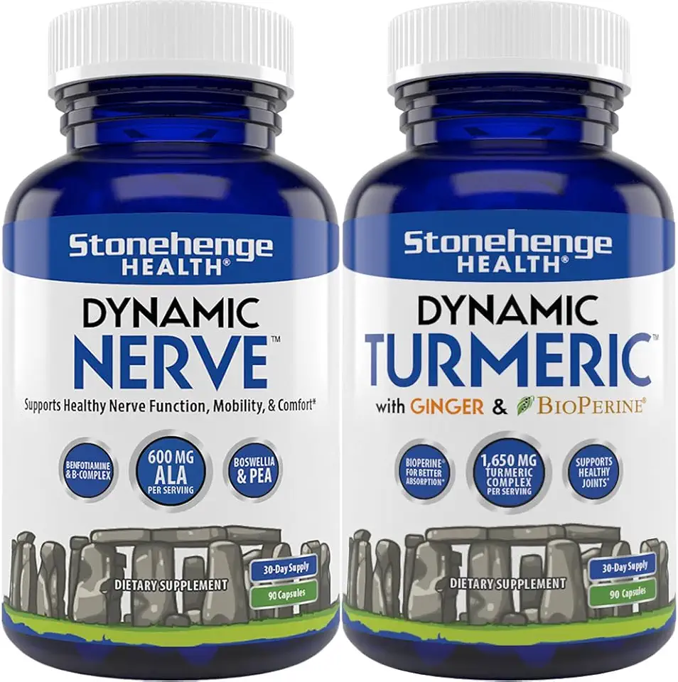 Stonehenge Health Dynamic Nerve + Dynamic Turmeric Bundle Supplements to Support Comfort, Tingling, Numbness, Burning - Kansas Nuitrition - HNZSDS