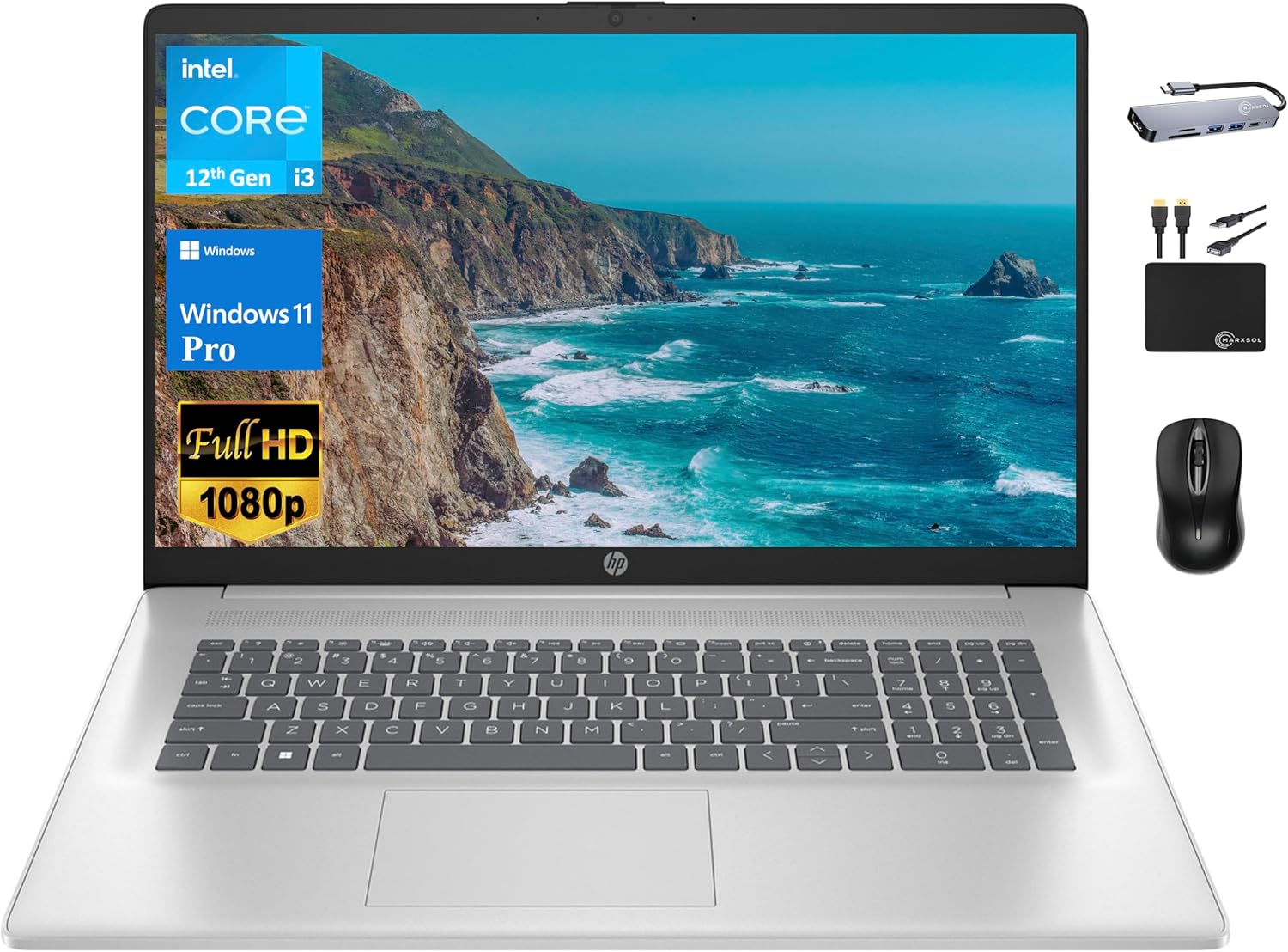 HP 17 Business Laptop 2024 Flagship, 17.3" FHD IPS Display, 6-Core Intel i3-1215U (Upto 4.4 GHz), 16GB RAM, 1TB SSD, UHD Graphics, Wi-Fi