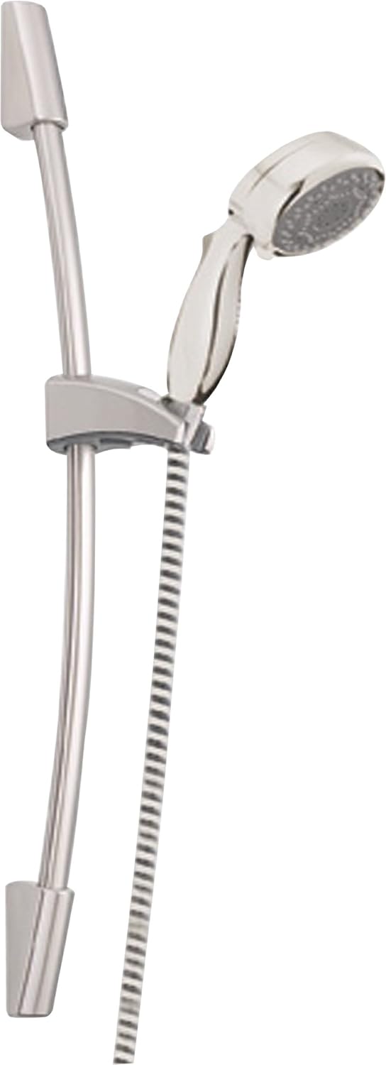 Delta 75802SN Adjustable Height Hand Held Shower Head With 28 Inch Slide Bar Package, Satin Nickel