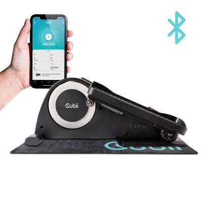 Cubii JR1+ Under Desk Elliptical Exercise Machine Bundle with Non Slip Mat - Compact, Quiet, Adjustable Resistance Levels, Portable, Bluetooth