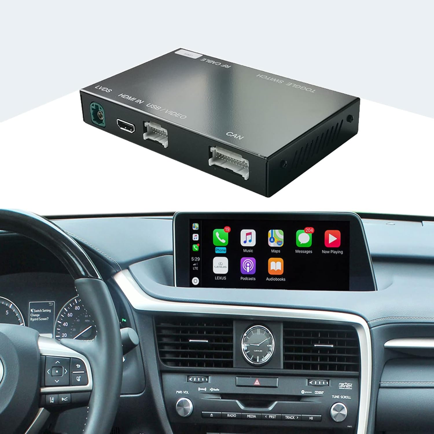 Wireless Carplay Retrofit Kit Decoder Car Stereo for Lexus NX RX ES GS RC CT LS LX LC UX 2014-2019, Car Radio Receiver AirPlay Car Play