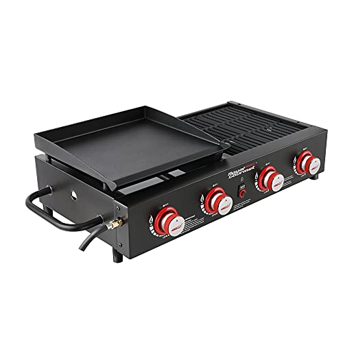 Royal Gourmet GD4002T 4-Burner Tailgater Grill and Griddle Combo, Portable Flat Top Propane Gas Grill with 40