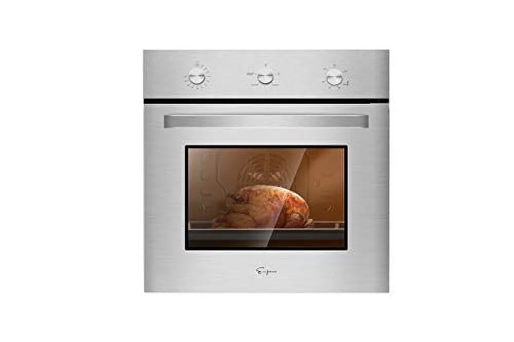 Empava 24 in. 2.3 cu. Ft. Single Gas Wall Oven Bake Broil Rotisserie Functions with Mechanical Controls-Built-in Timer-Convection Fan in Stainless