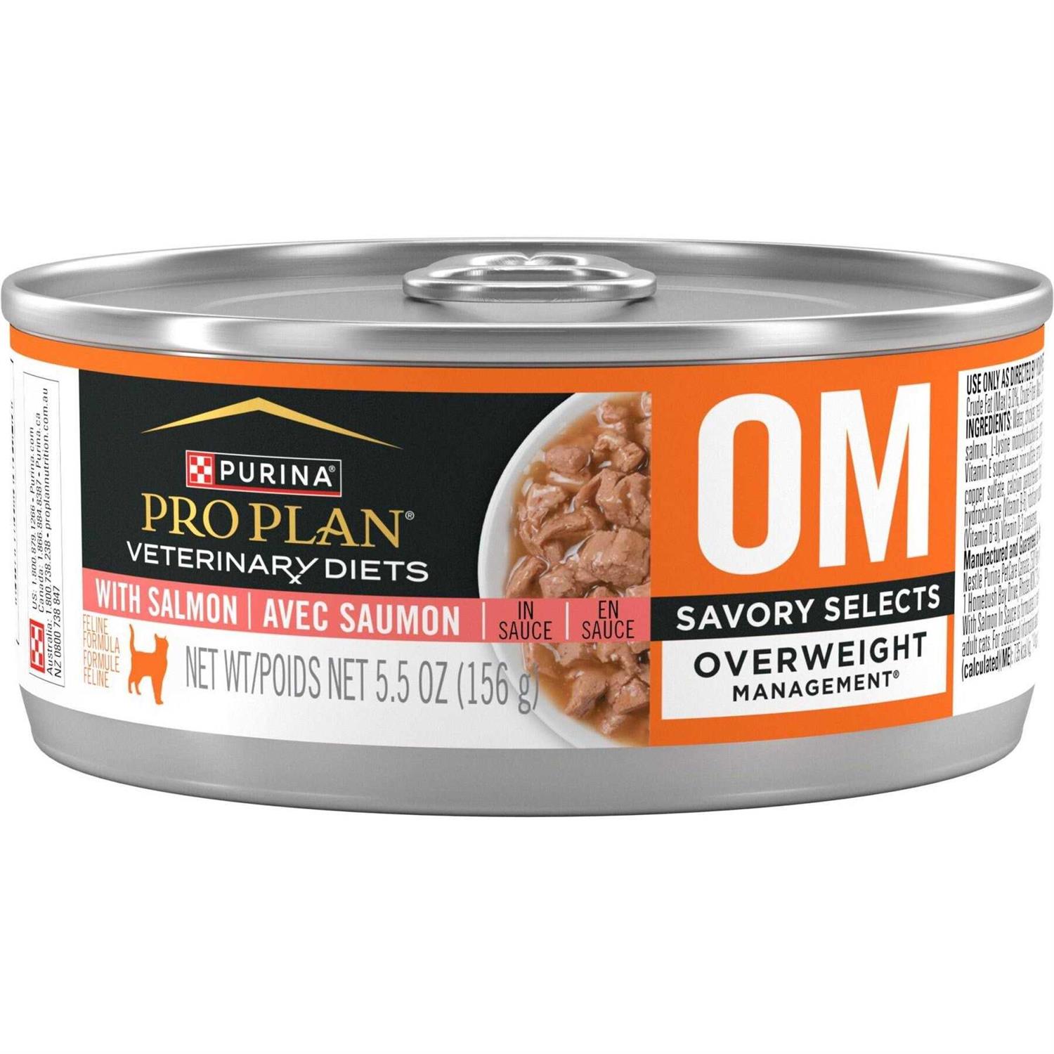 Purina Pro Plan Veterinary Diets OM Overweight Management Savory Selects with Salmon Feline Formula Wet Cat Food - Pet Supplies online store
