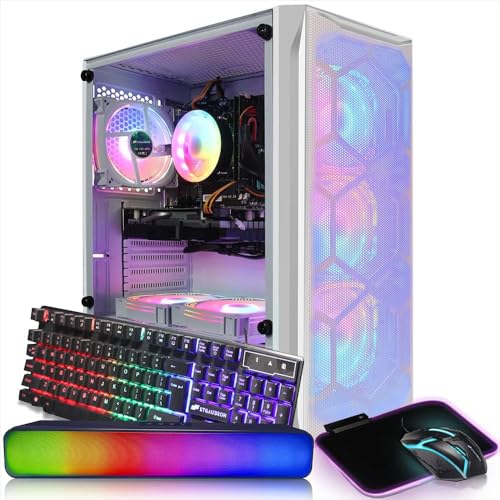 STGAubron Gaming PC Desktop Computer, Intel Core I7 up to 3.9 GHz, Radeon RX 580 8G, 16G RAM, 512G SSD, WiFi, Bluetooth 5.0, RGB Fan x6