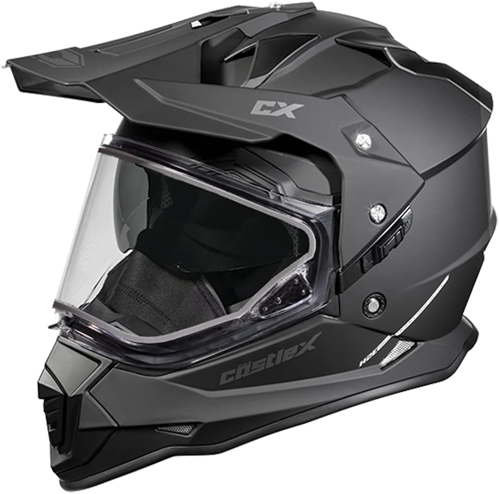 CastleX Mode D/S SV Dual Sport Snowmobile Helmet in Matte Black, Size Medium