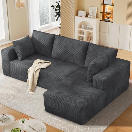 108" Modular Sectional Sofa with L-Shape Chaise, Upholstered Couches for Living Room with Deep Seat, No Assembly Required