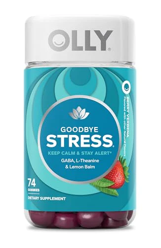 OLLY Goodbye Stress Gummy, GABA, L-Theanine, Lemon Balm, Stress Relief Supplement, Berry - 74 Count - Kansas Nuitrition - HNZSDS