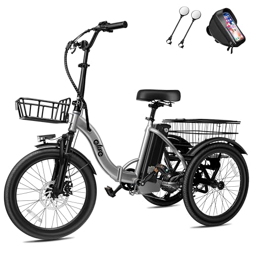 Triker Electric Bike, Peak 750W Brushless Motor Folding Trike Ebike, 468Wh Removable Battery, Step-Thru 3 Wheel Electric Bicycle, Up to 50 Miles