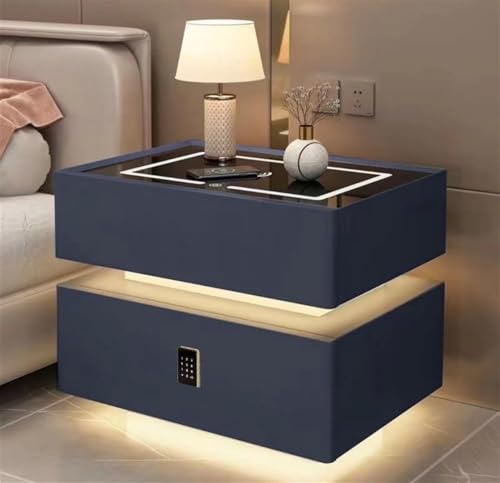 Floating Nightstand, Smart Nightstands with 3 Color LED Lights