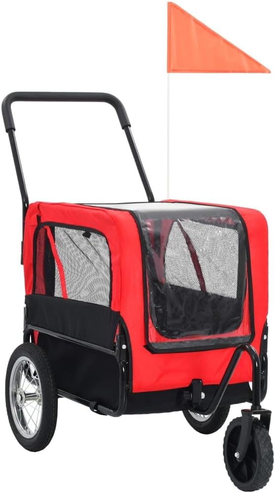 2 in 1 Dog Bike Trailer and Jogging Stroller | Folding Pet Stroller Bicycle Carrier | Foldable Dog Cart for Bicycle | Pet Wagon Cargo Carrier and
