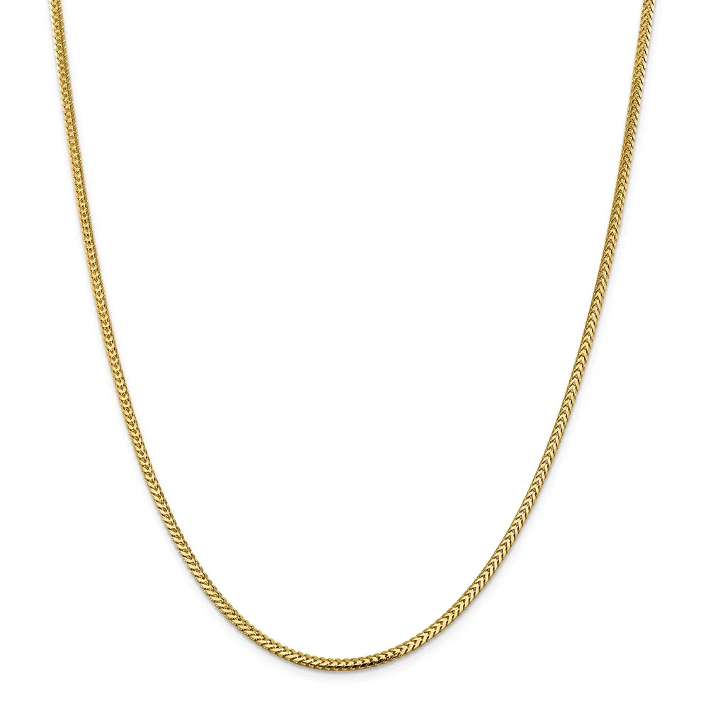 Real 14kt Yellow Gold 2.3mm Franco Chain; 18 inch; Lobster Clasp; for Adults and Teens; for Women and Men