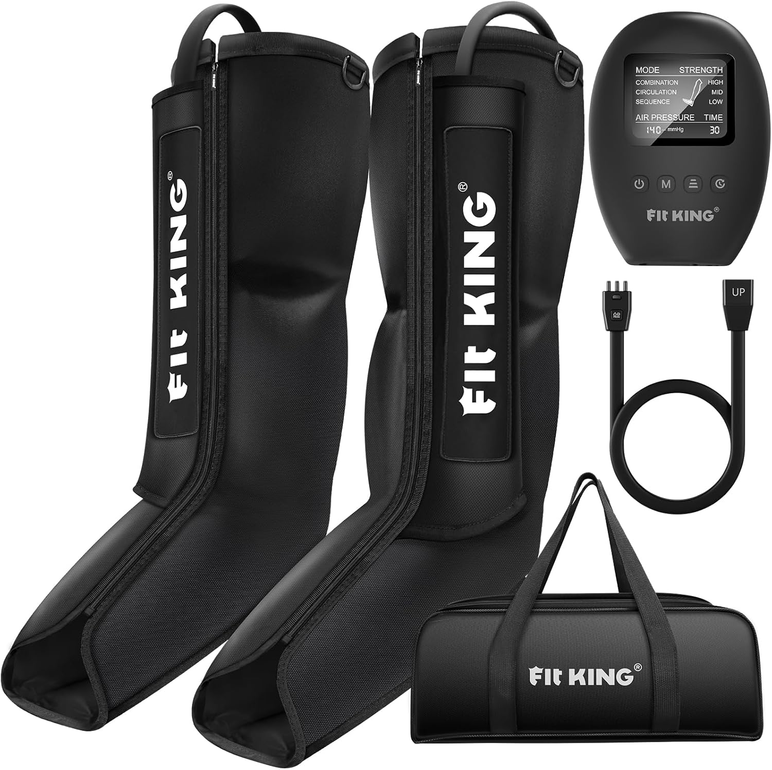 FIT KING Leg Compression Boots Massager for Foot and Calf Recovery, Help for Blood Circulation, Muscle Relaxation, Relief Soreness and Pain
