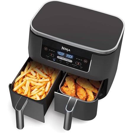 Ninja DZ201 Foodi 6-in-1 2-Basket Air Fryer with DualZone Technology, 8-Quart Capacity, and A Dark Grey Stainless Finish