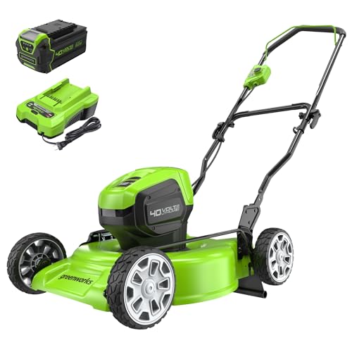 Greenworks 40V 19" Brushless (Push) Cordless Lawn Mower, 4.0Ah Battery and Charger