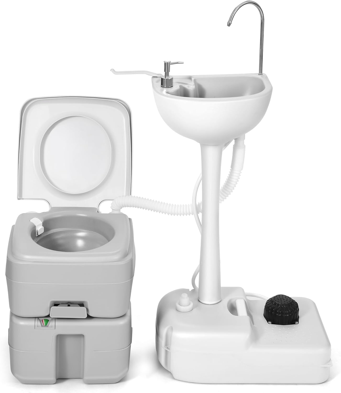 YITAMOTOR 17L Portable Sink for Washing Hands and 5.28 Gallon Portable Toilet, RV Camping Toilet With Level Indicator & Rotatable Spout for Adults