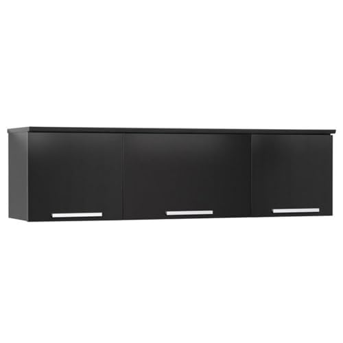 Prepac Coal Harbor Floating Cabinet, Wall Mounted Hutch with 3 Doors, Self Closing Hinges for Office, Living Room