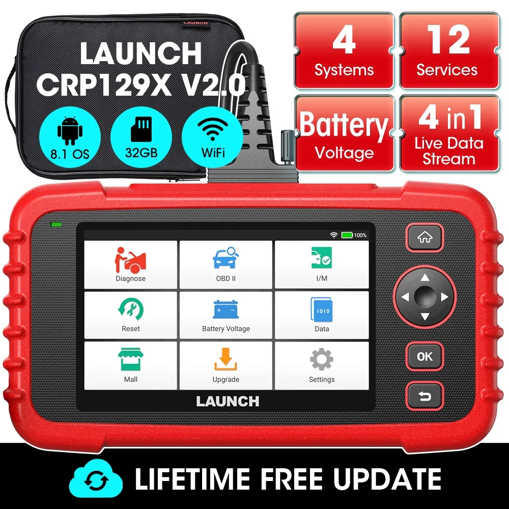 OBD2 Scanner LAUNCH CRP129X Elite  ABS SRS Transmission Check Engine Light Code Reader 8 Reset Oil/EPB/SAS/TPMS/BMS/Throttle/DPF