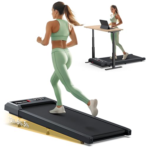 Walking Pad with Incline, Walking Pad Treadmill 300lb Capacity, Under Desk Treadmill Works with KINOMAP WELLFIT