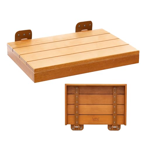 Wool & Ray Folding Shower Seat | Shower Seat for Inside Shower | Sturdy Teak Shower Bench | High End Teak Bench | Foldable Shower Chair | Teak Shower